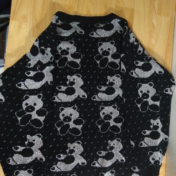 Vintage Silver Teddy Bears Pattern Knit Sweater - Picture 4 of 5